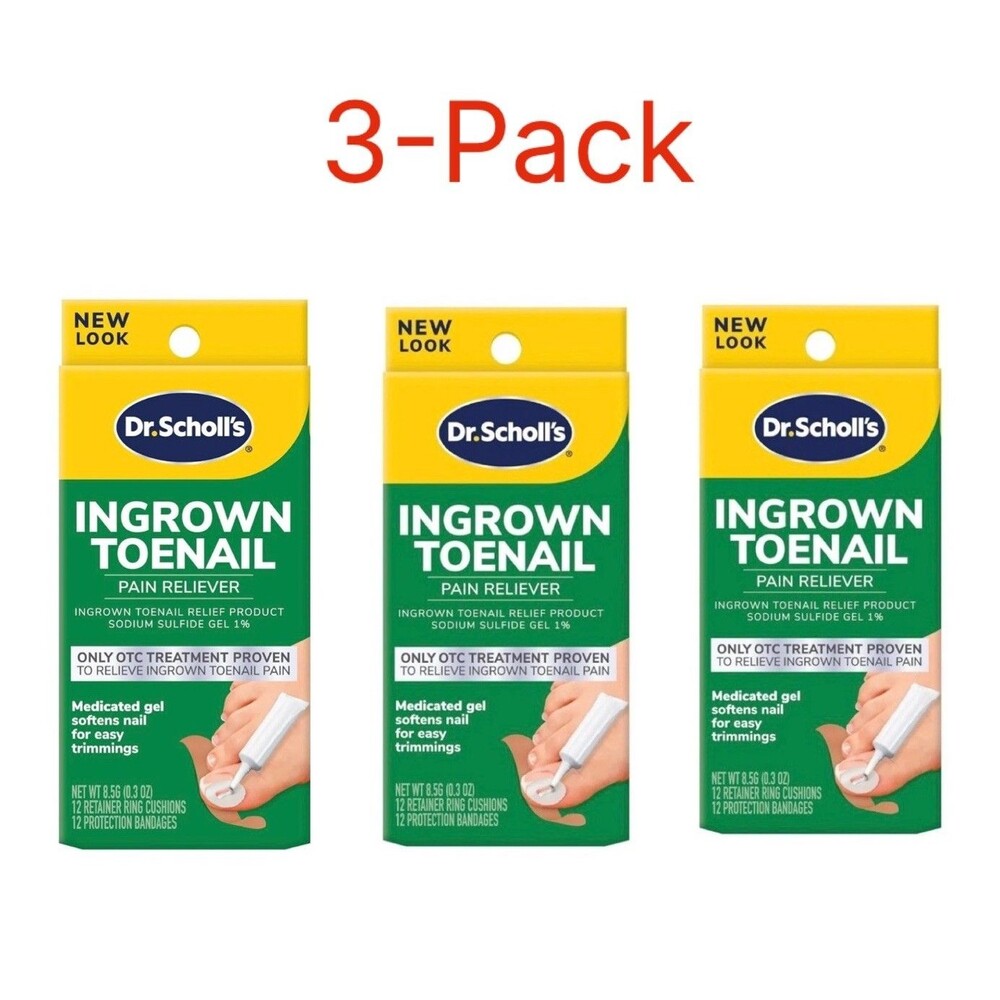 3-Pack Dr Scholl’s Ingrown Toenail Pain Reliever Gel Medicated Gel Nails 0.3oz